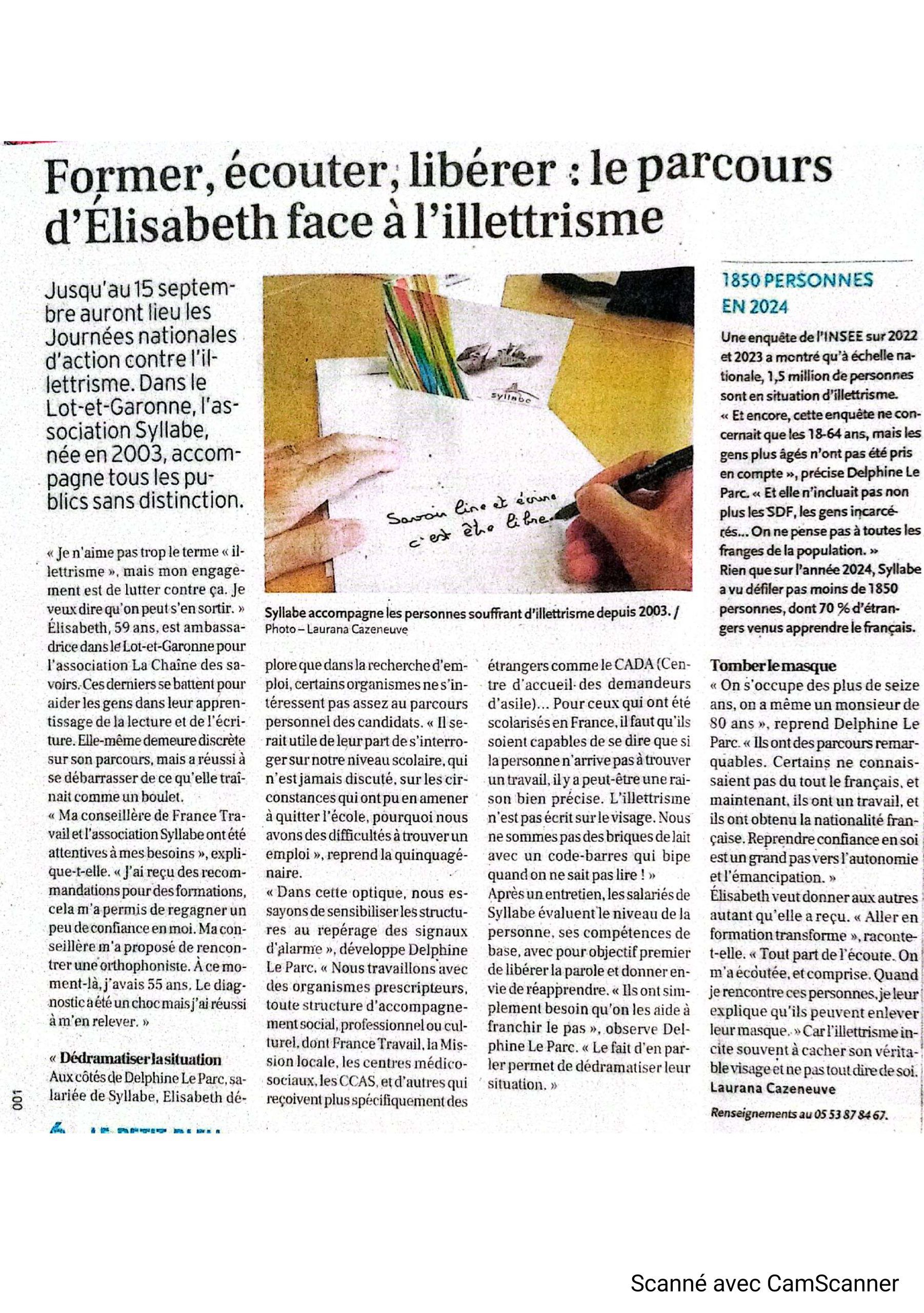 Article Dépêche Petit bleu sept